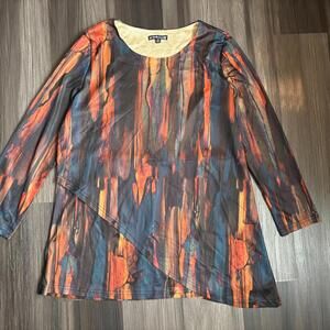 The Pyramid Collection Asymmetric Brushstroke Top Women's Size Medium
